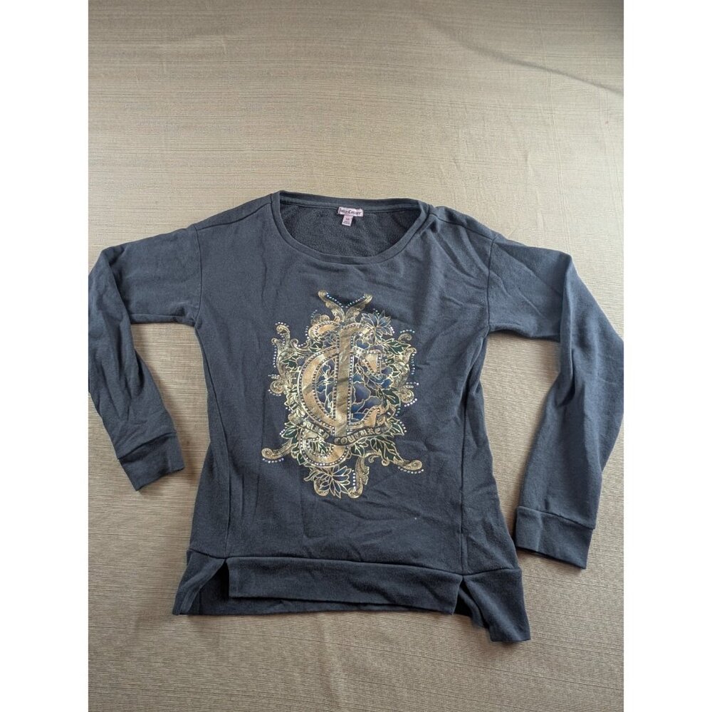 Juicy Couture Gray Logo Rhinestone Crewneck Sweatshirt Women's Size XS